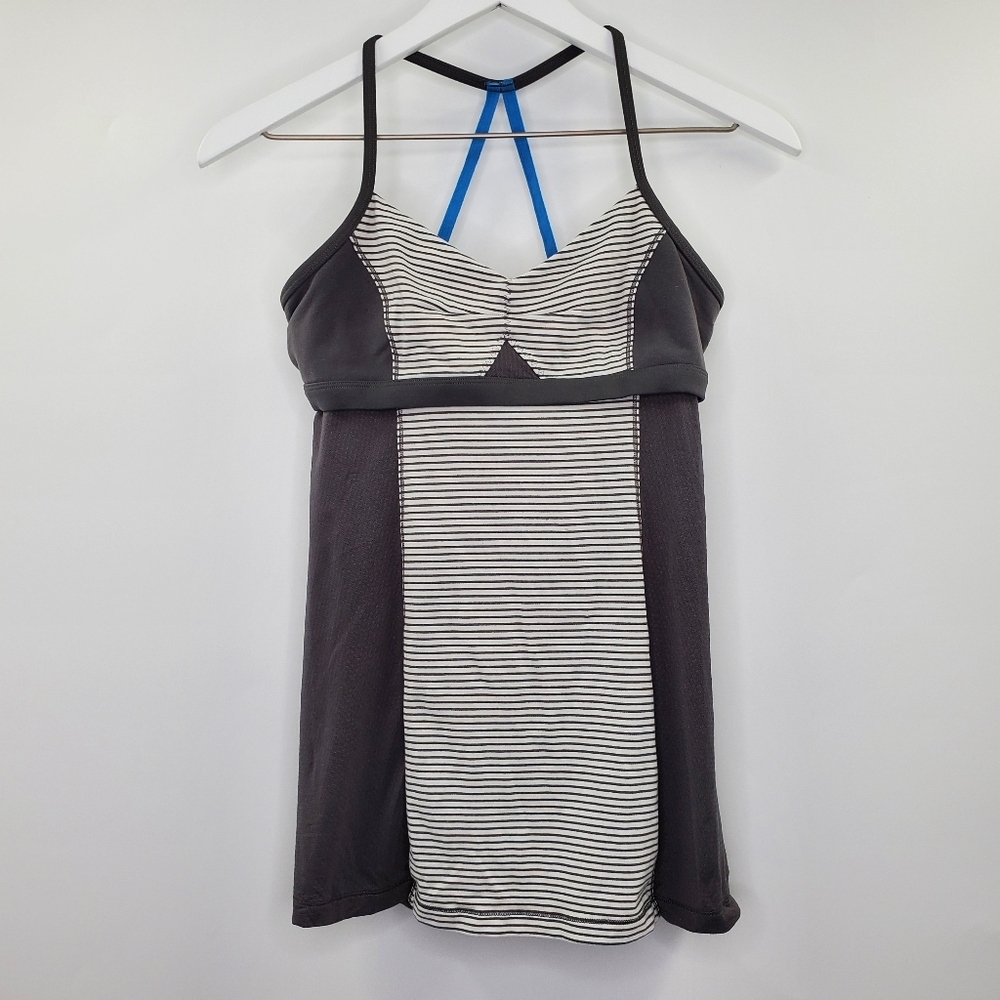 Lululemon Bend and Flow Striped Tank Yoga Workout Gray - Picture 1 of 7